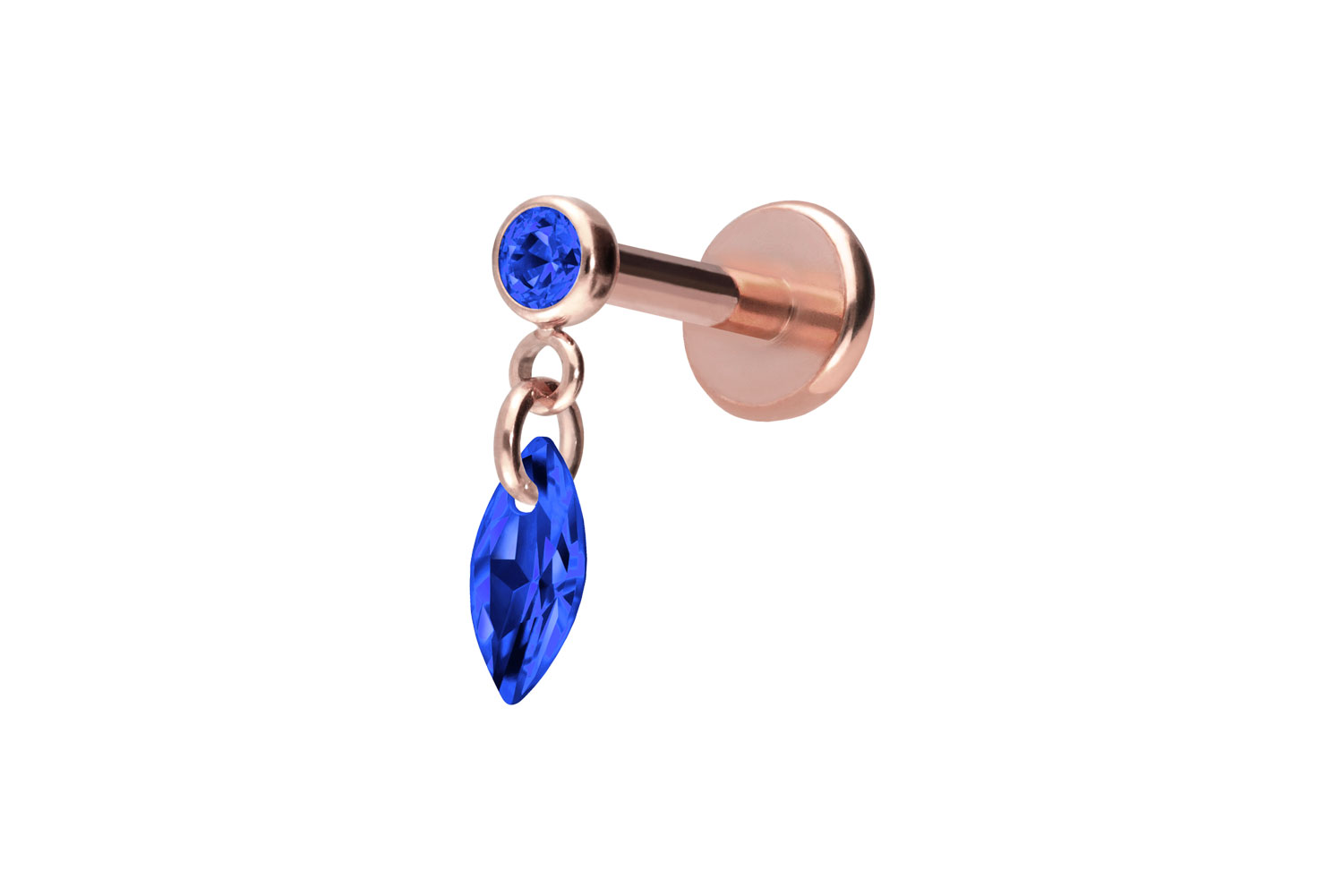 Titan Labret Piercing mit Push Fit KRISTALLOVAL